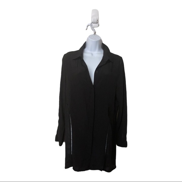 MINKPINK Hour Of Darkness Black Sheer Tunic Shirt Size Small - Picture 3 of 7